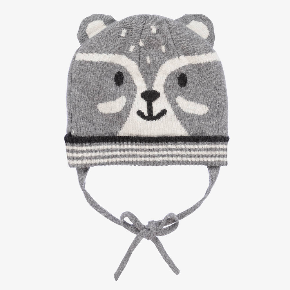 Mayoral - Boys Grey Fox Knitted Hat | Childrensalon