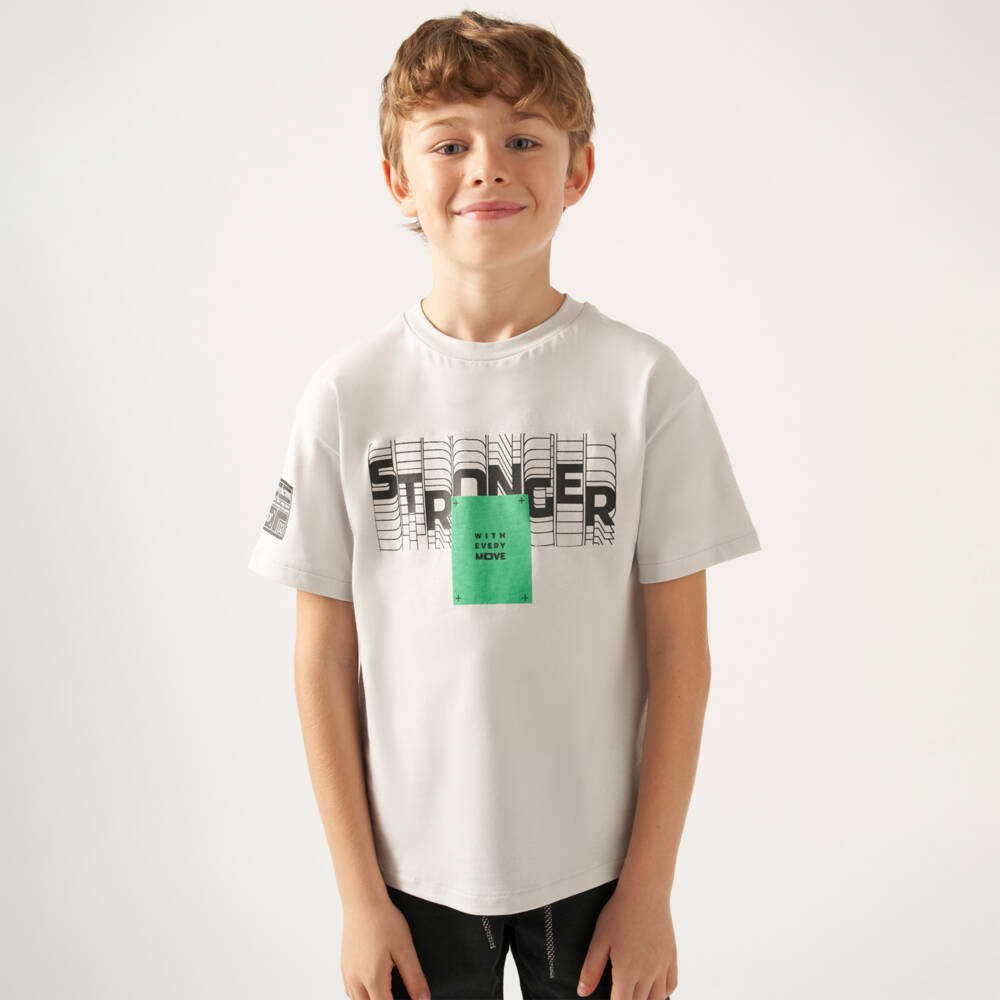 Mayoral Nukutavake-Boys Grey Graphic Cotton T-Shirt | Childrensalon Outlet