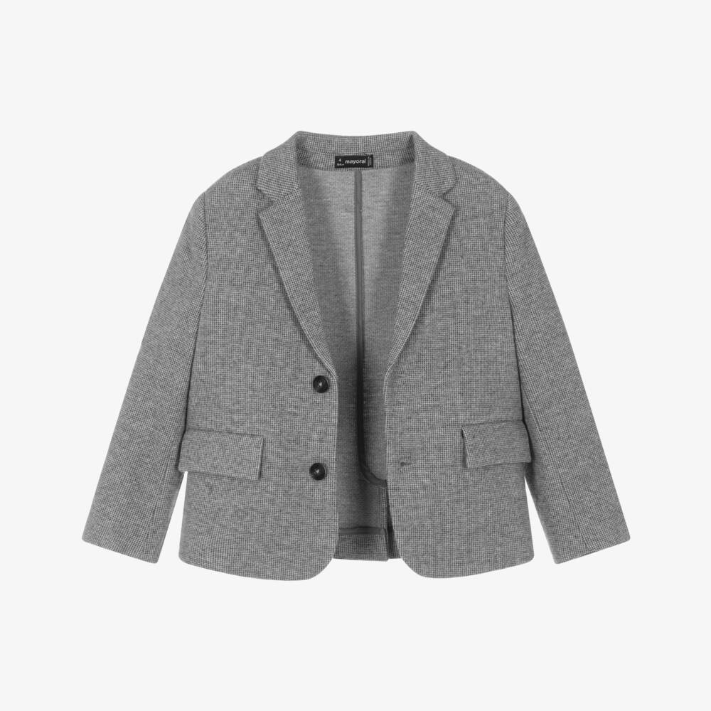 Mayoral-Пиджак серый в "гусиную лапку" для мальчиков | Childrensalon Outlet