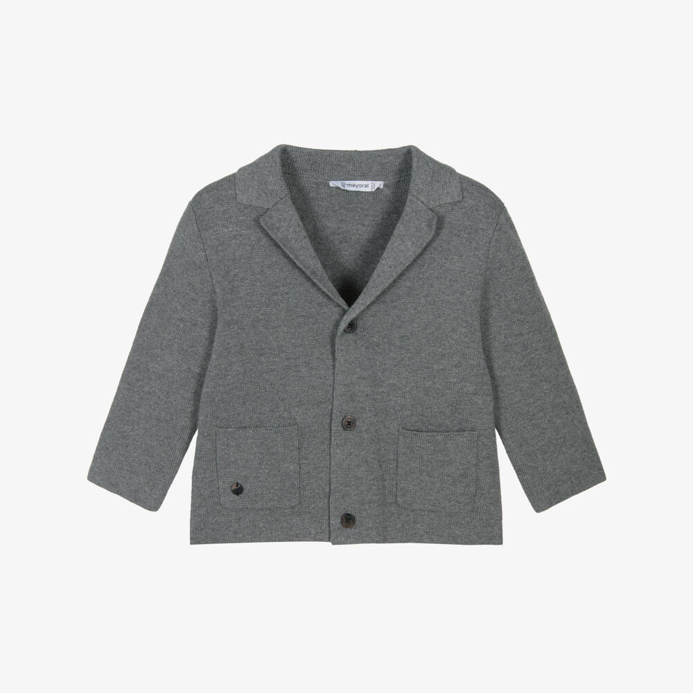 Mayoral-Кардиган серый вязаный с воротником для мальчиков | Childrensalon Outlet
