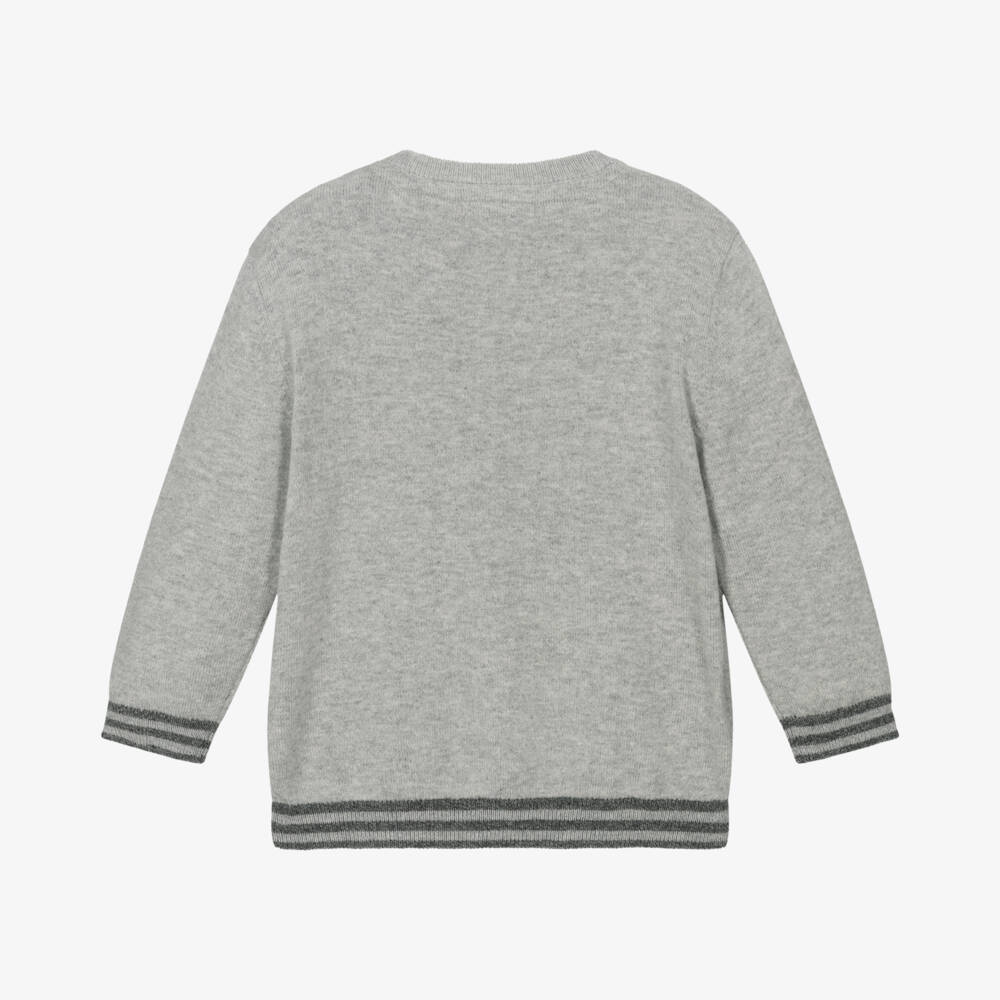 Mayoral-Boys Grey Knit Panda Sweater | Childrensalon Outlet