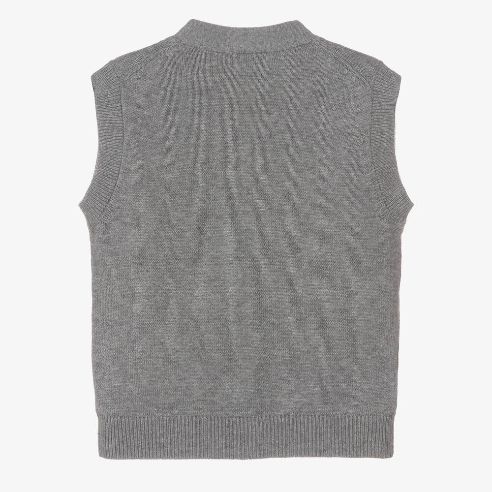 Mayoral Boys Grey Knitted Cotton Wool Sweater Vest
