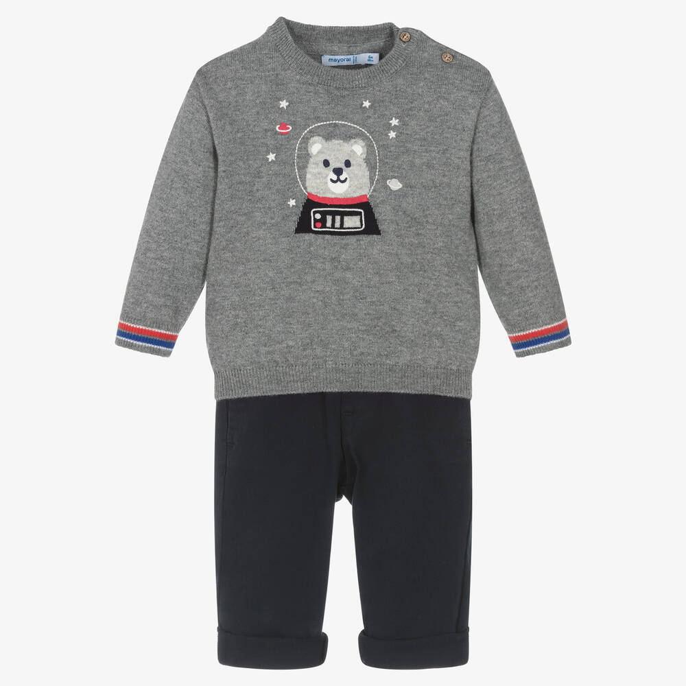 Mayoral - Pull gris et pantalon bleu marine | Childrensalon