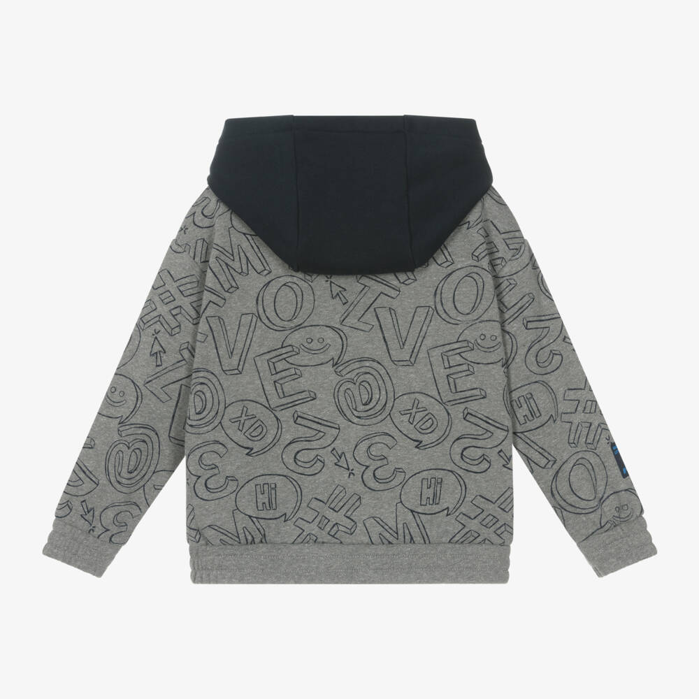 Mayoral-Boys Grey Symbolic Print Hoodie | Childrensalon Outlet