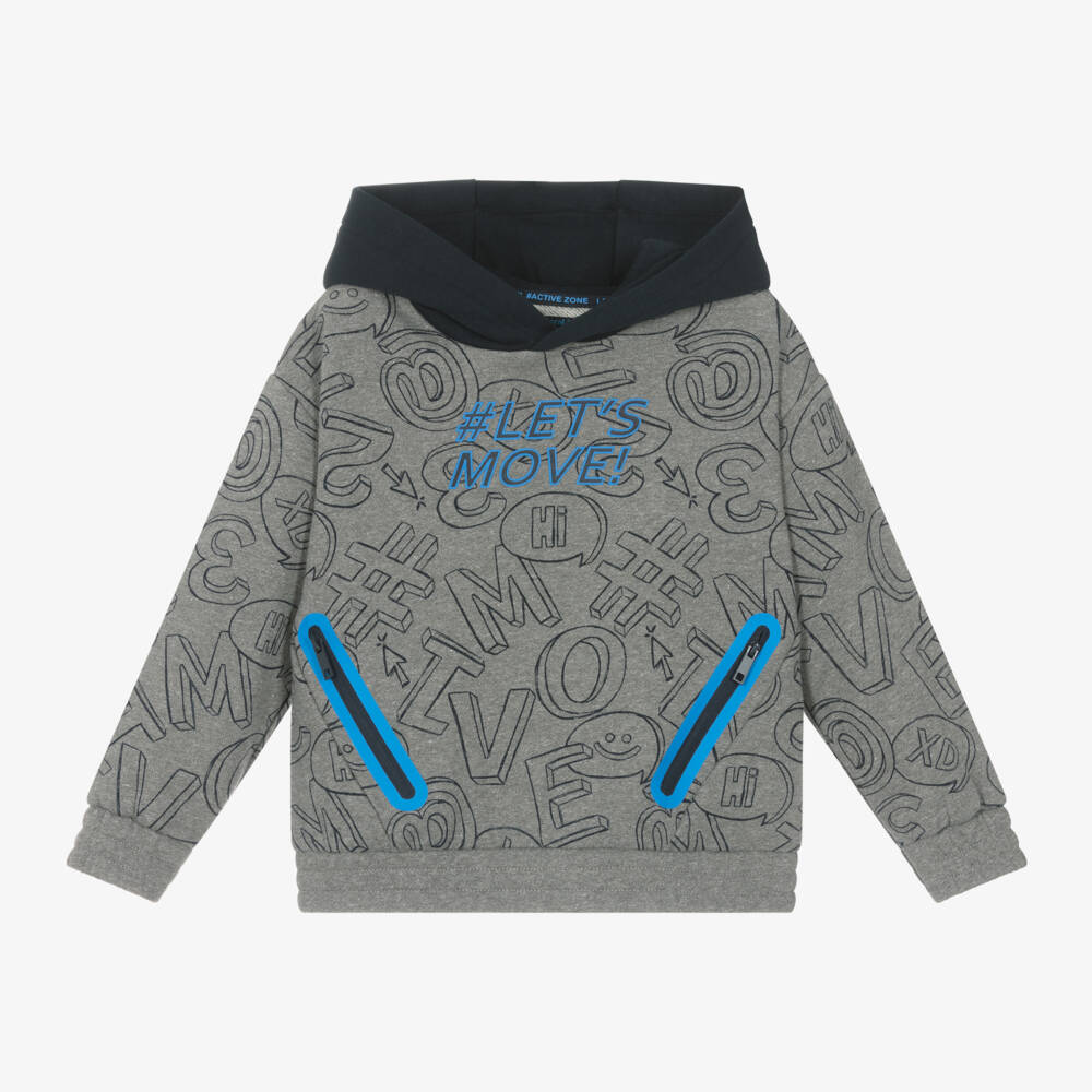 Mayoral-Boys Grey Symbolic Print Hoodie | Childrensalon Outlet