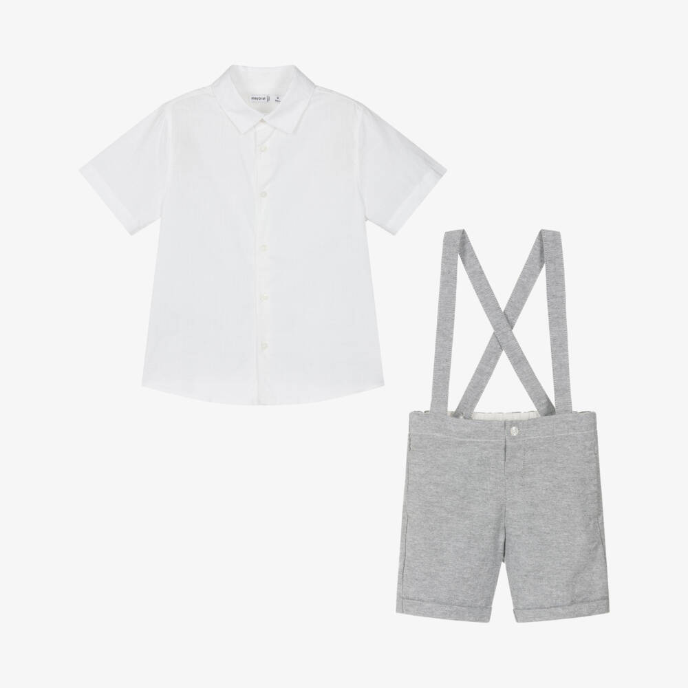 Mayoral-Boys Grey & White Summer Ensemble | Childrensalon Outlet