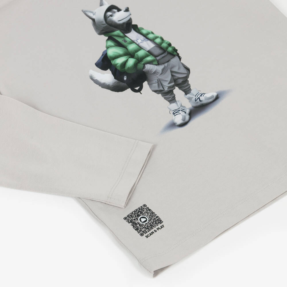 Mayoral-Футболка из серого хлопкового трикотажа с волком для мальчиков | Childrensalon Outlet