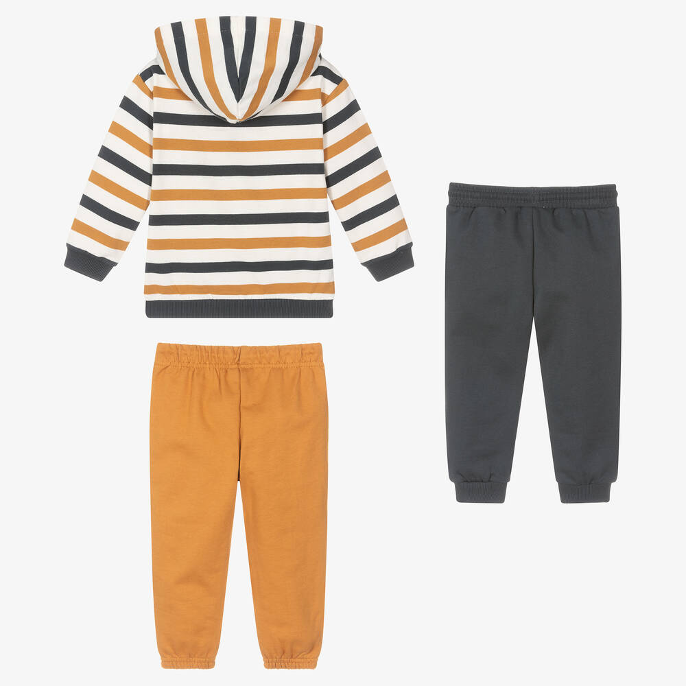 Mayoral-Boys Grey & Yellow Striped Joggers Set | Childrensalon Outlet