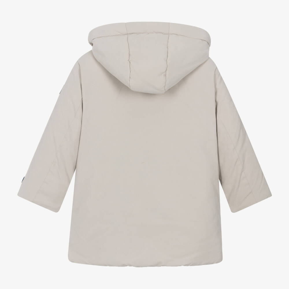 Mayoral-Boys Hooded Beige Parka Jacket | Childrensalon Outlet