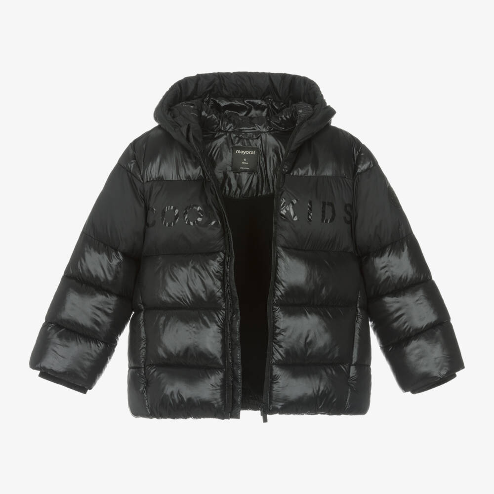Mayoral-Boys Hooded Black Puffer Jacket | Childrensalon Outlet