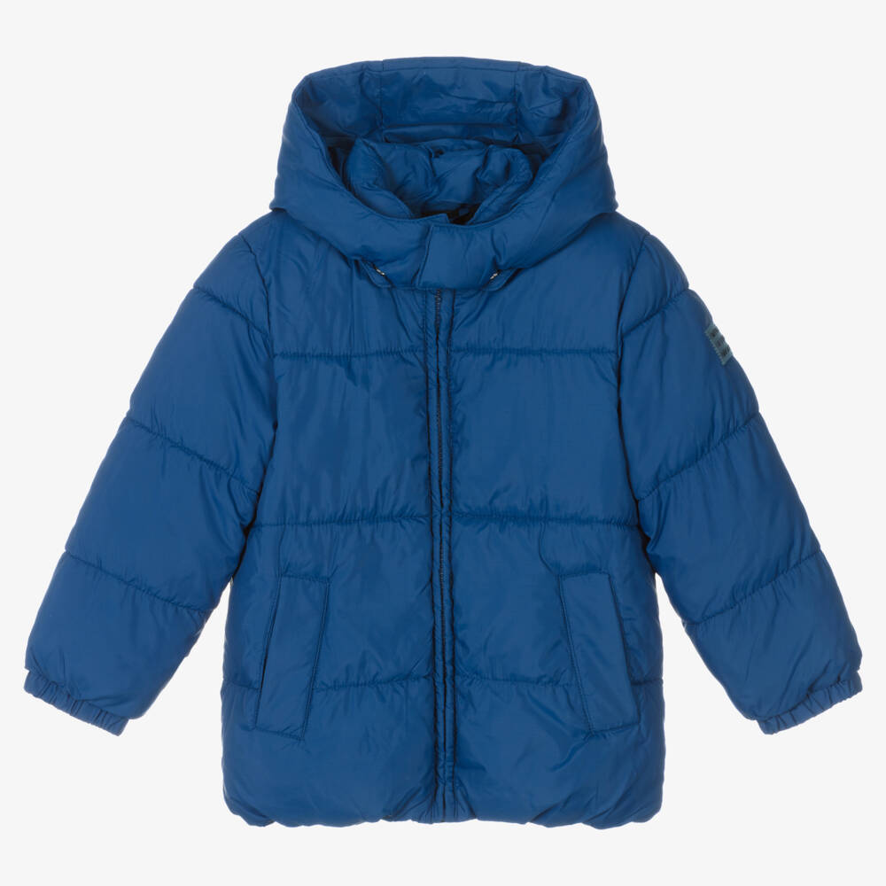 Mayoral-Boys Hooded Blue Puffer Jacket | Childrensalon Outlet