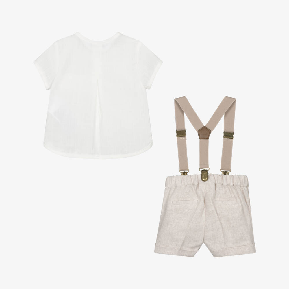 Mayoral Newborn-Boys Ivory & Beige Braces Ensemble | Childrensalon Outlet