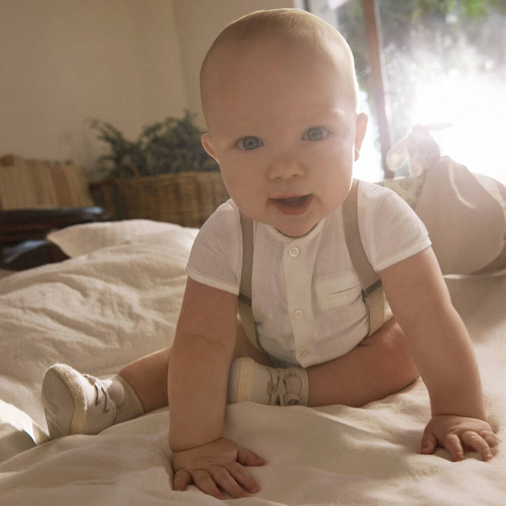 Mayoral Newborn-Boys Ivory & Beige Braces Ensemble | Childrensalon Outlet