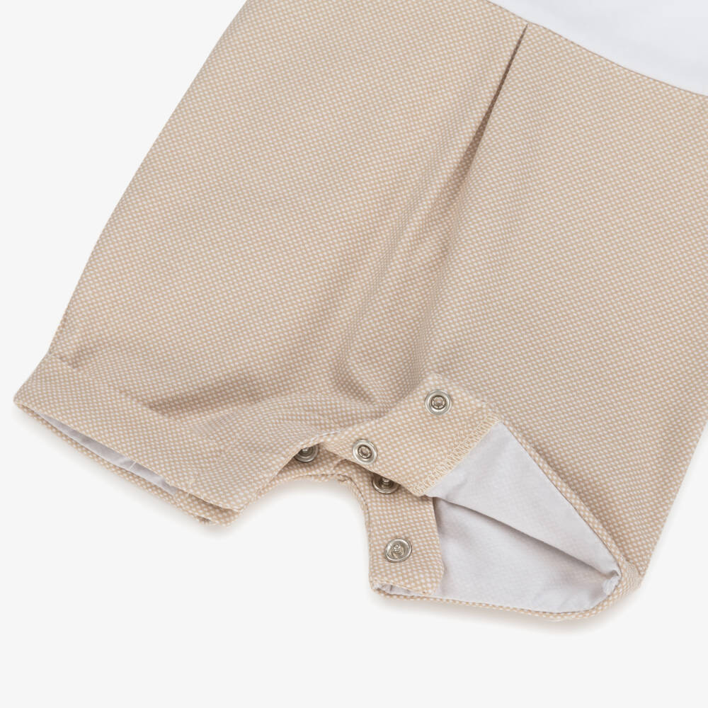 Mayoral Newborn-Boys Ivory & Beige Cotton Rompers | Childrensalon Outlet