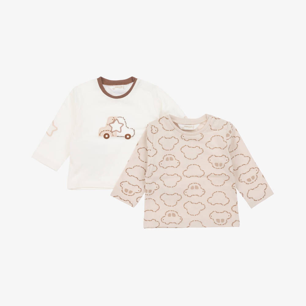Mayoral Newborn-Boys Ivory & Beige Cotton Tops | Childrensalon Outlet