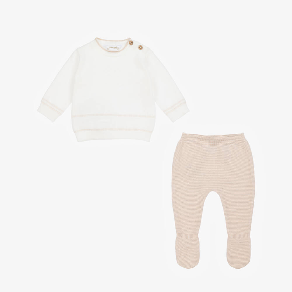 Mayoral Newborn-Boys Ivory & Beige Knit Duo | Childrensalon Outlet