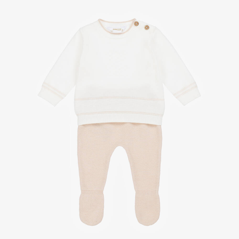 Mayoral Newborn-Boys Ivory & Beige Knit Duo | Childrensalon Outlet