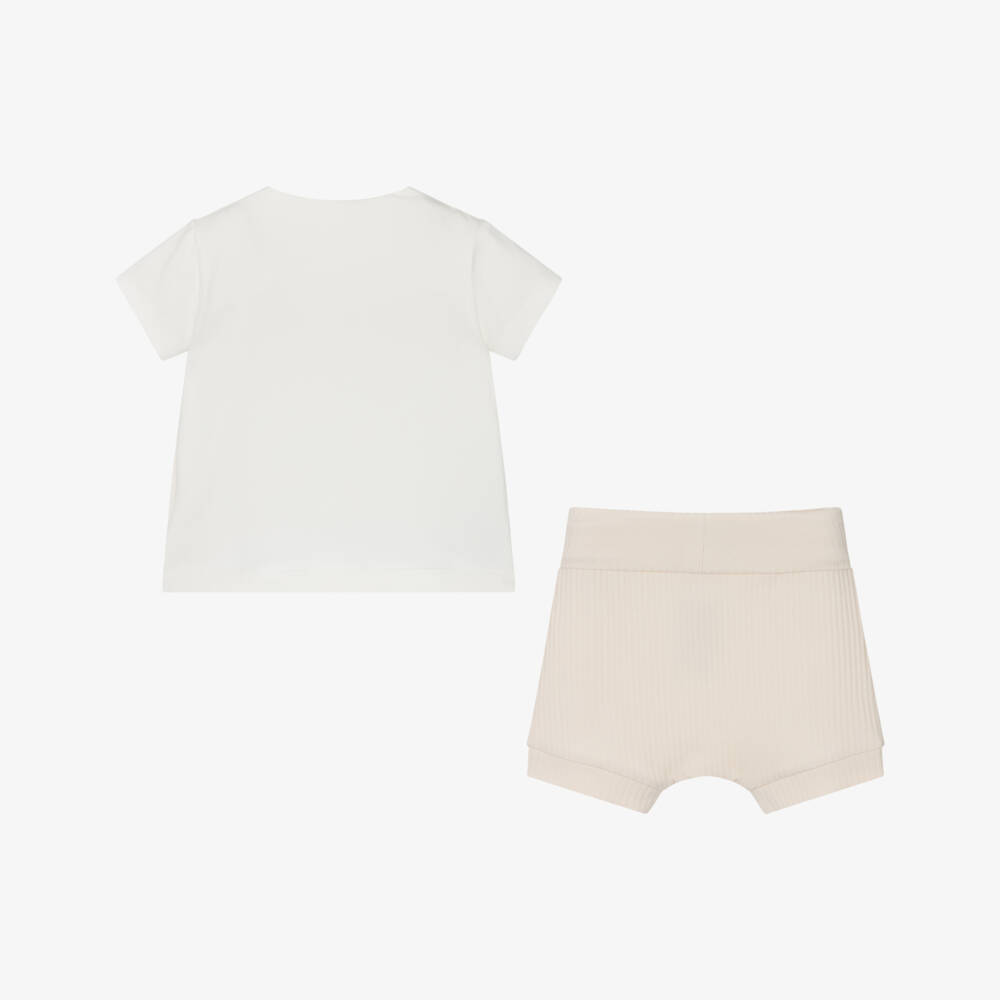 Mayoral Newborn-Boys Ivory & Beige Shorts Ensemble | Childrensalon Outlet