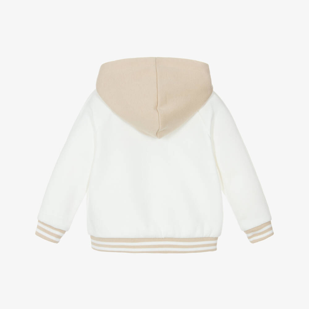 Mayoral-Boys Ivory & Beige Teddy Bear Jersey Hoodie | Childrensalon Outlet