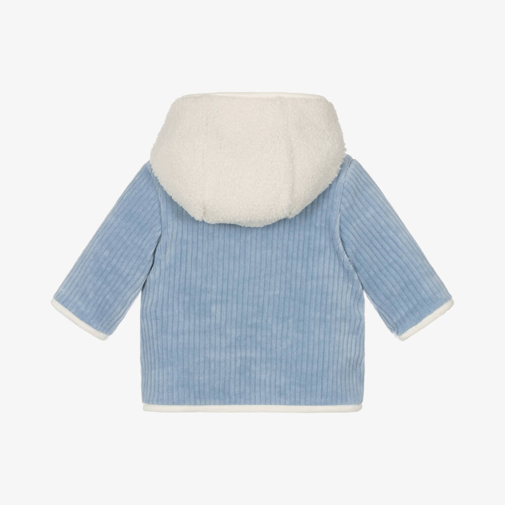 Mayoral Newborn-Boys Ivory & Blue Dual-Sided Coat | Childrensalon Outlet