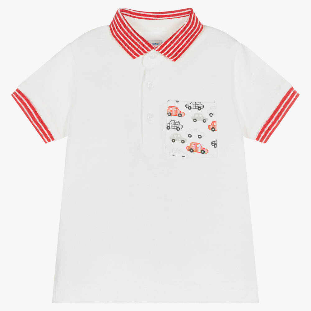 Mayoral - Auto-Baumwoll-Poloshirt elfenbein | Childrensalon