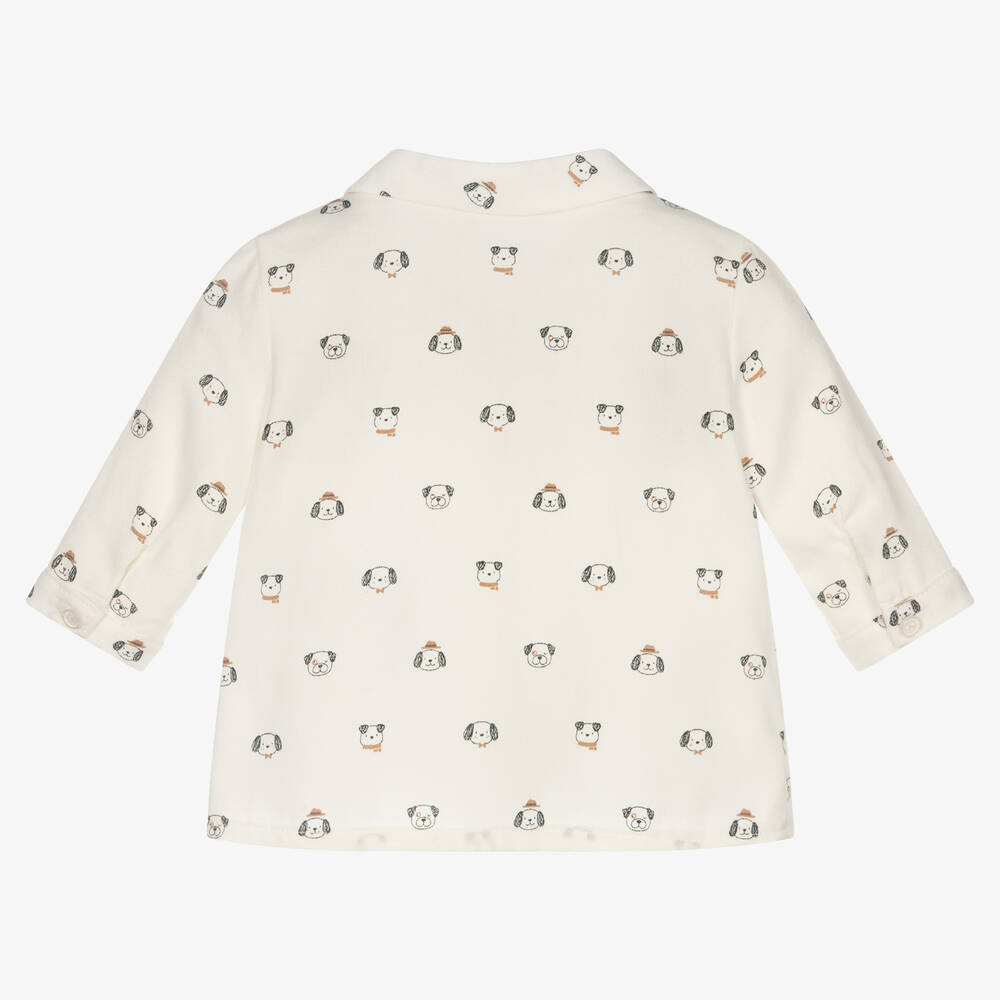 مايورال Newborn-قميص قطن أوكسفورد لون عاجي للمواليد | Childrensalon Outlet