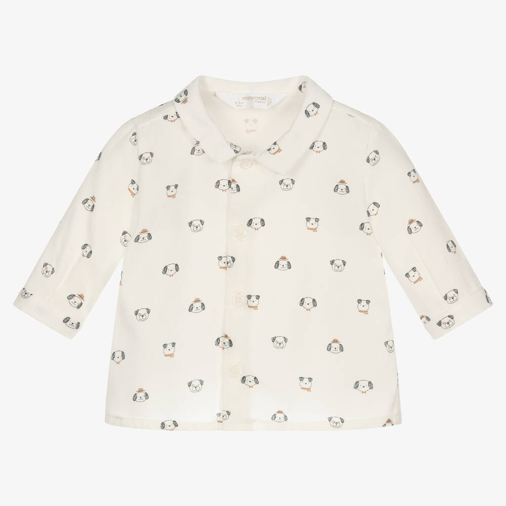 Mayoral Newborn - Boys Ivory Cotton Baby Shirt | Childrensalon