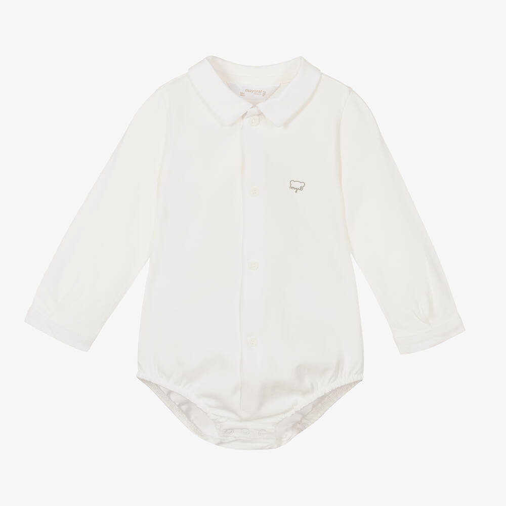 Mayoral Newborn - Boys Ivory Cotton Bodyvest | Childrensalon