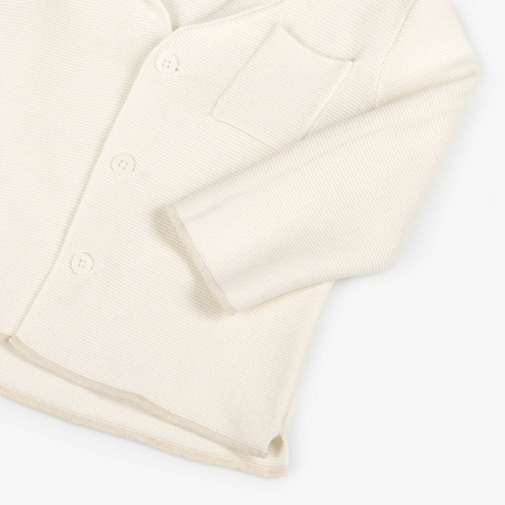 Mayoral-Boys Ivory Cotton Button Cardigan | Childrensalon Outlet