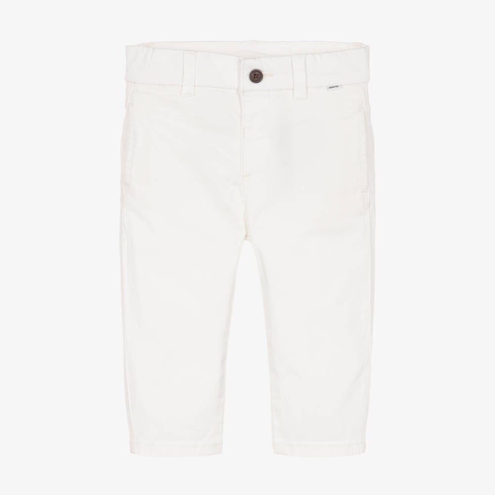 Mayoral-Boys Ivory Cotton Chino Trousers | Childrensalon Outlet