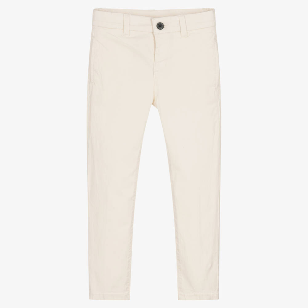 Mayoral-Boys Ivory Cotton Chino Trousers | Childrensalon Outlet