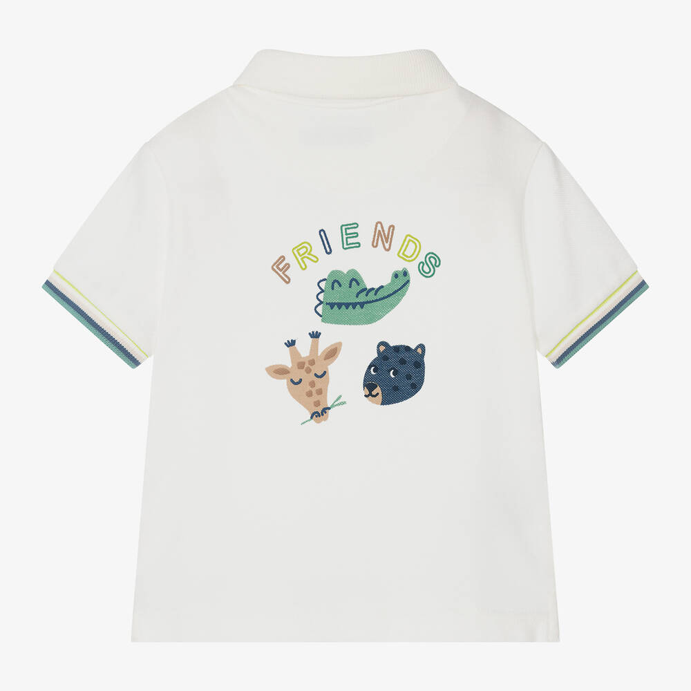 Mayoral-Boys Ivory Cotton Crocodile Polo Shirt | Childrensalon Outlet
