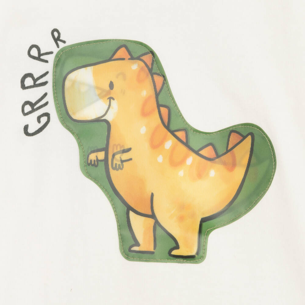 Mayoral-Boys Ivory Cotton Dinosaur T-Shirt | Childrensalon Outlet