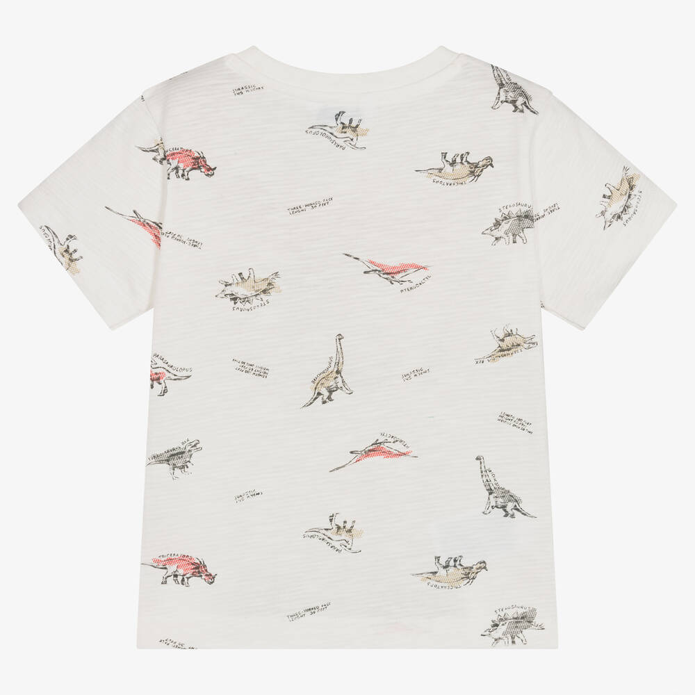 Mayoral-Кремовая хлопковая футболка с динозаврами | Childrensalon Outlet