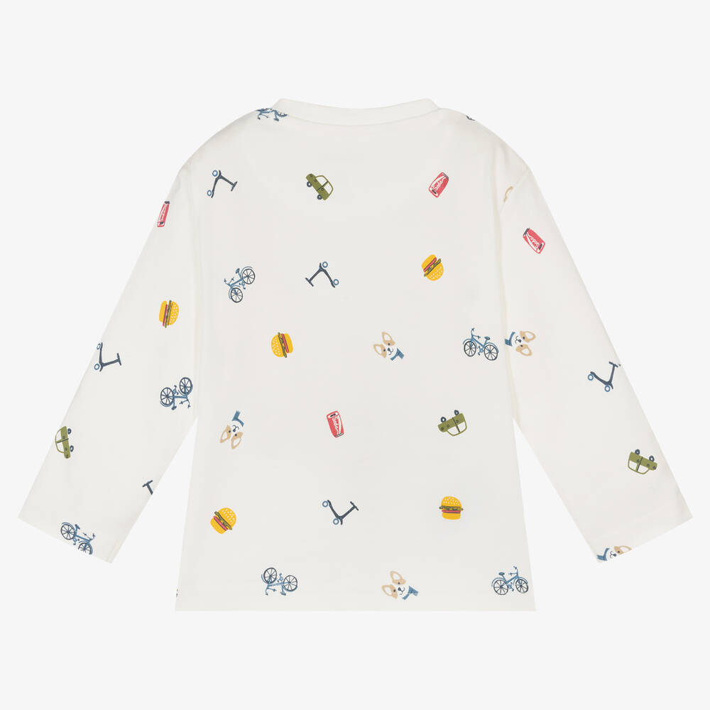 Mayoral-Кремовый топ из хлопкового джерси с надписью | Childrensalon Outlet