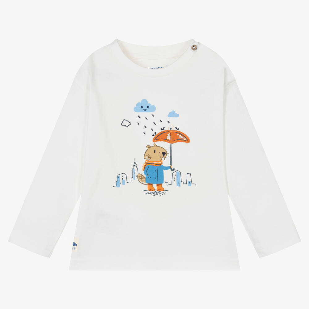 Mayoral - Boys Ivory Cotton Jersey T-Shirt | Childrensalon