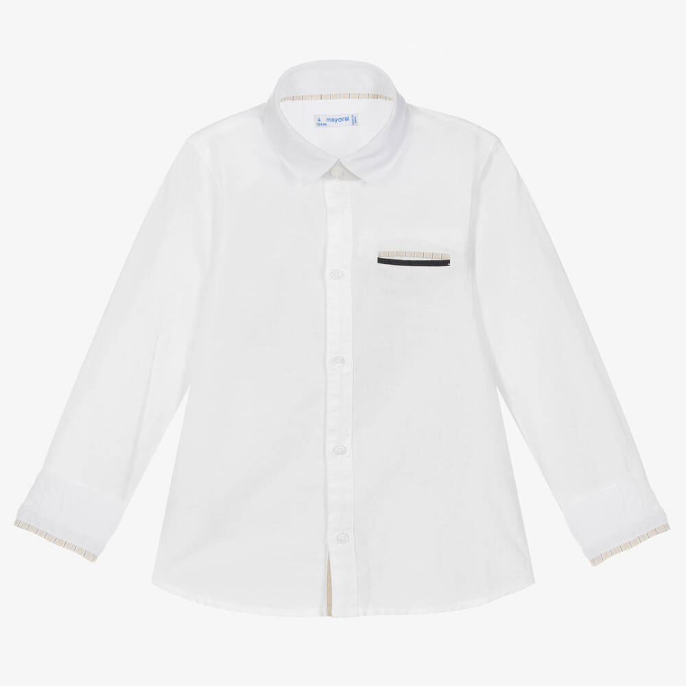 مايورال-قميص قطن وكتان لون عاجي للأولاد | Childrensalon Outlet