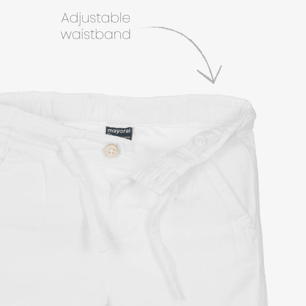 Mayoral-Boys Ivory Cotton-Linen Slacks | Childrensalon Outlet
