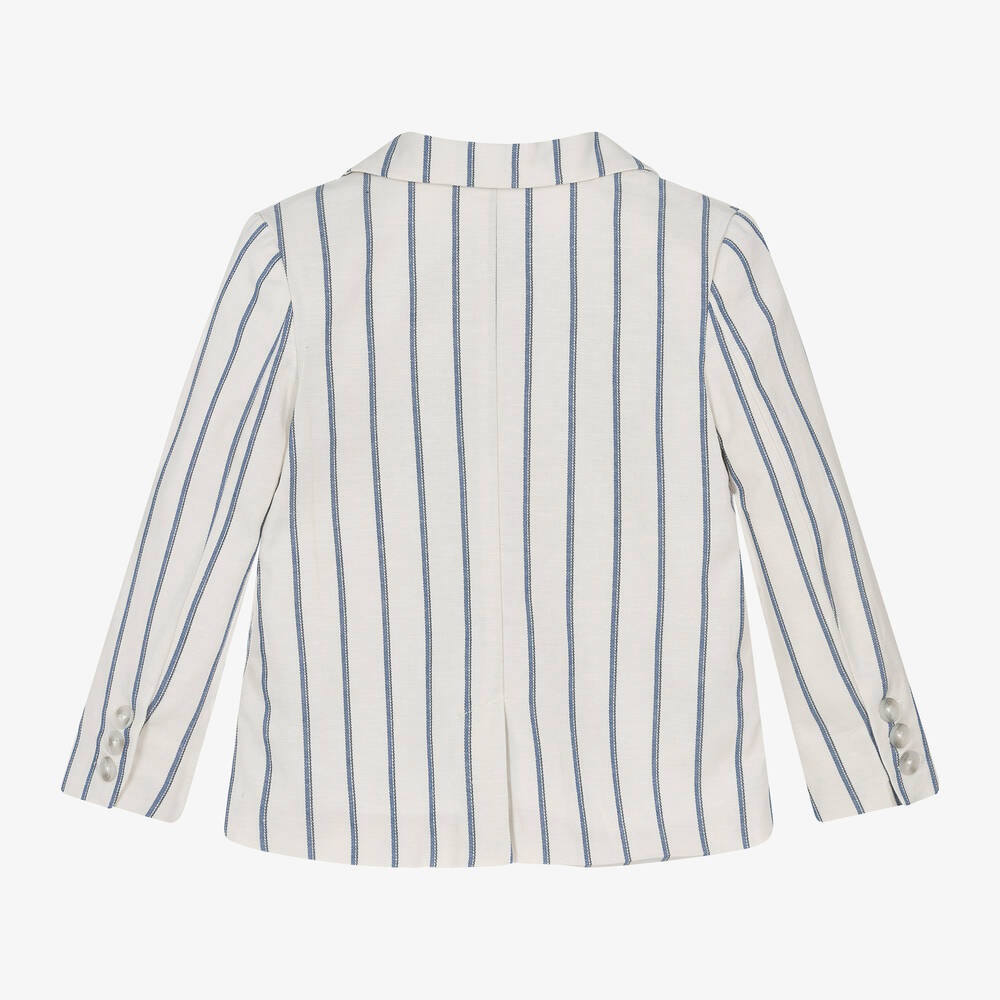 مايورال-جاكيت بلايزر قطن وكتان مقلم لون عاجي للأولاد | Childrensalon Outlet