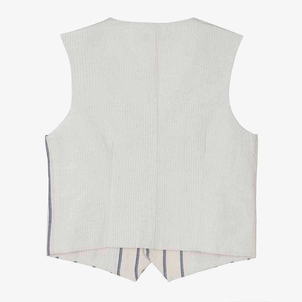 Mayoral-Boys Ivory Cotton & Linen Waistcoat | Childrensalon Outlet
