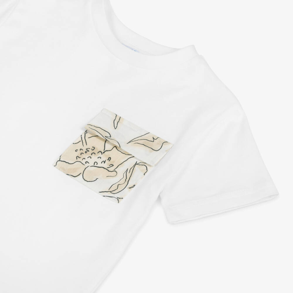 Mayoral-Boys Ivory Cotton Pocket Tee | Childrensalon Outlet