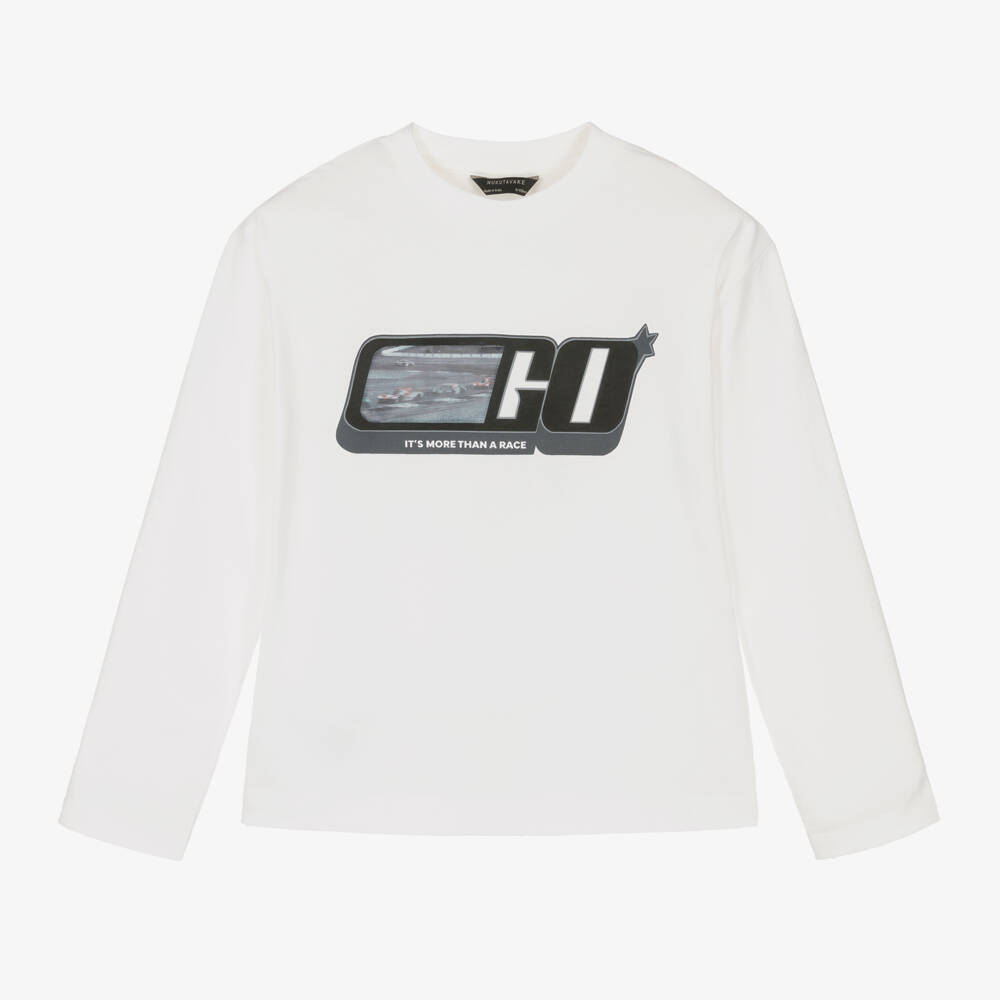 Mayoral Nukutavake-Boys Ivory Cotton Racing Top | Childrensalon Outlet