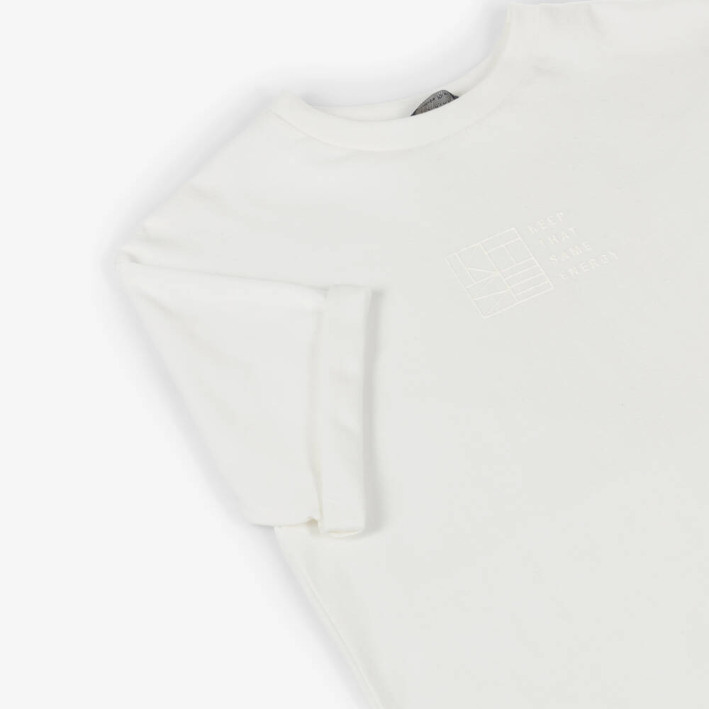 Mayoral Нукутаваке-Футболка кремовая с надписью для мальчиков | Childrensalon Outlet