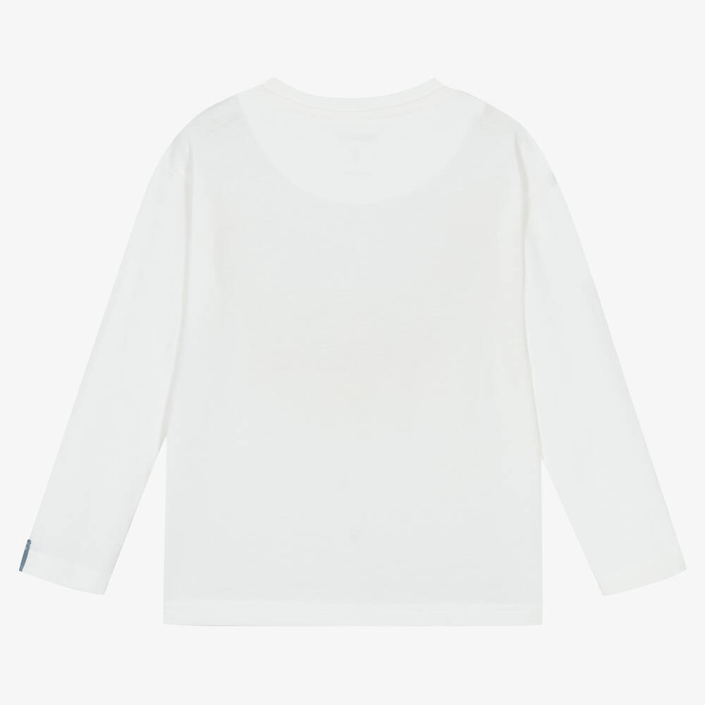 Mayoral-Boys Ivory Cotton Slogan Top | Childrensalon Outlet