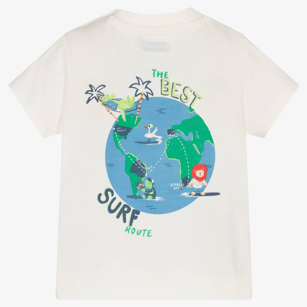 Mayoral-Boys Ivory Cotton Surf T-Shirt | Childrensalon Outlet