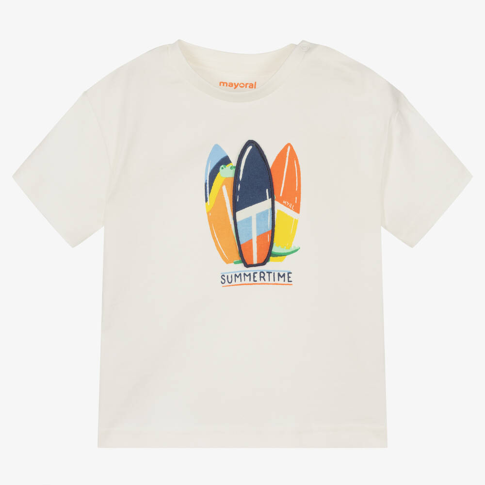 Mayoral - Кремовая хлопковая футболка для мальчиков | Childrensalon