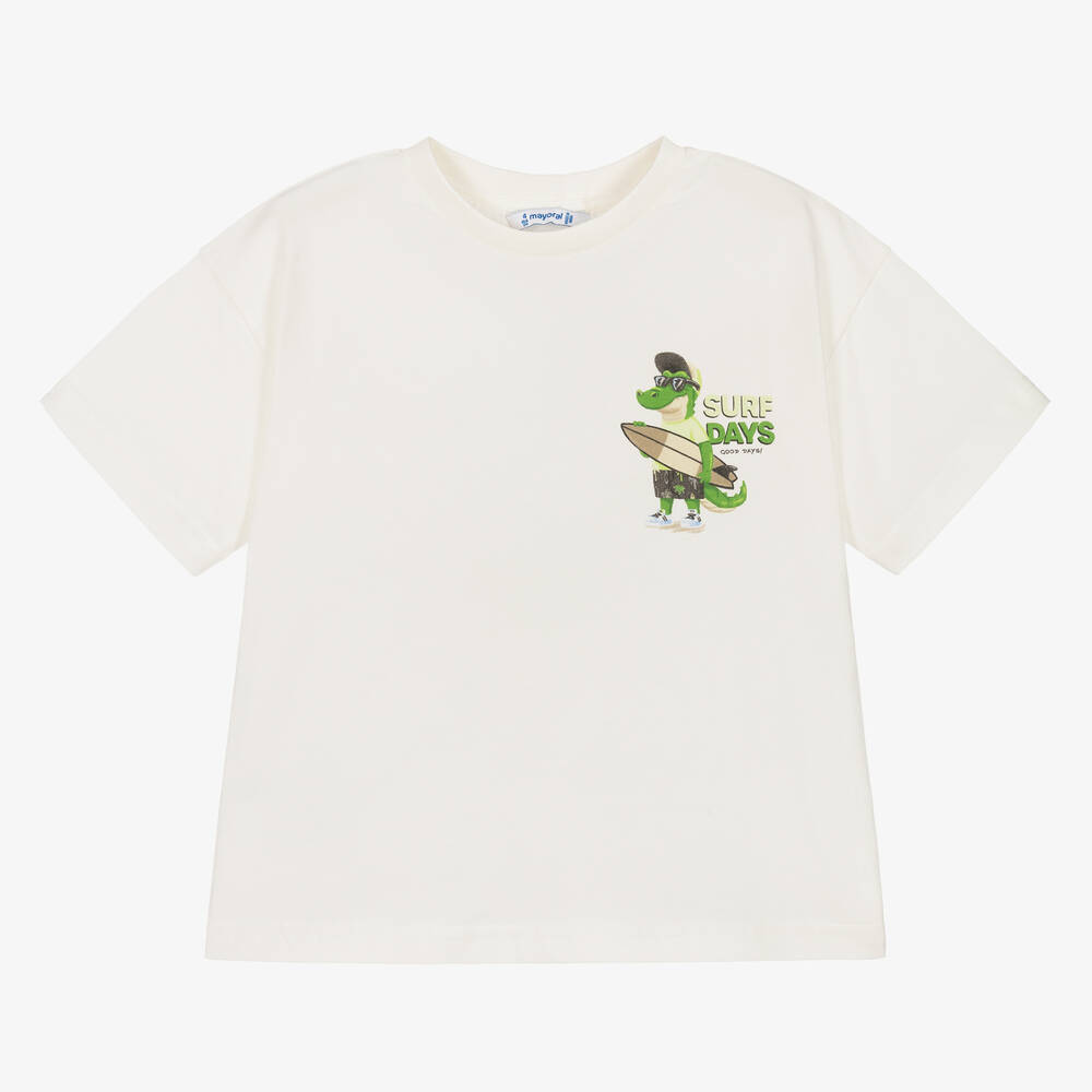 Mayoral - T-shirt ivoire en coton garçon | Childrensalon