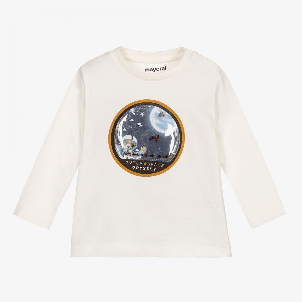 Mayoral-Хлопковый кремовый топ для мальчиков | Childrensalon Outlet