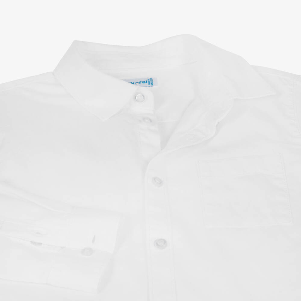 Mayoral-Boys Ivory Cotton Twill Blouse | Childrensalon Outlet