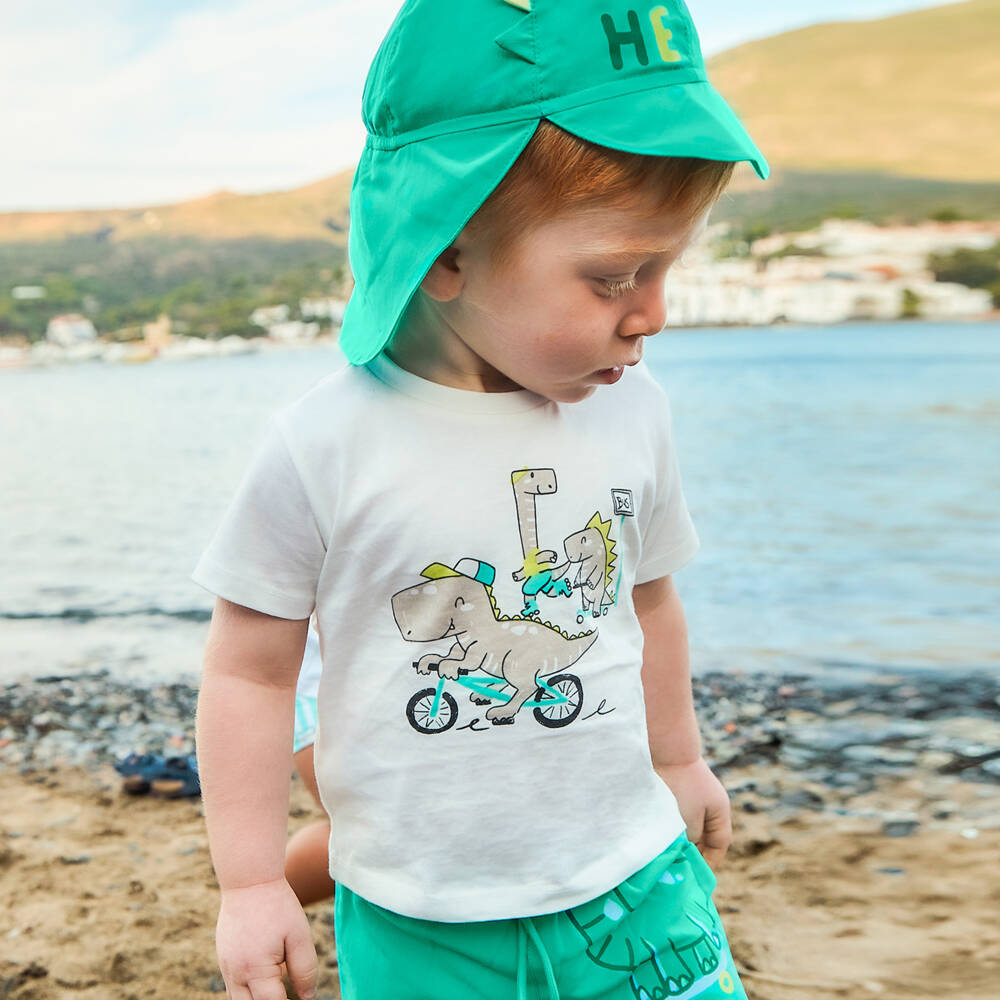 Mayoral-Boys Ivory Dino Cotton Tee | Childrensalon Outlet